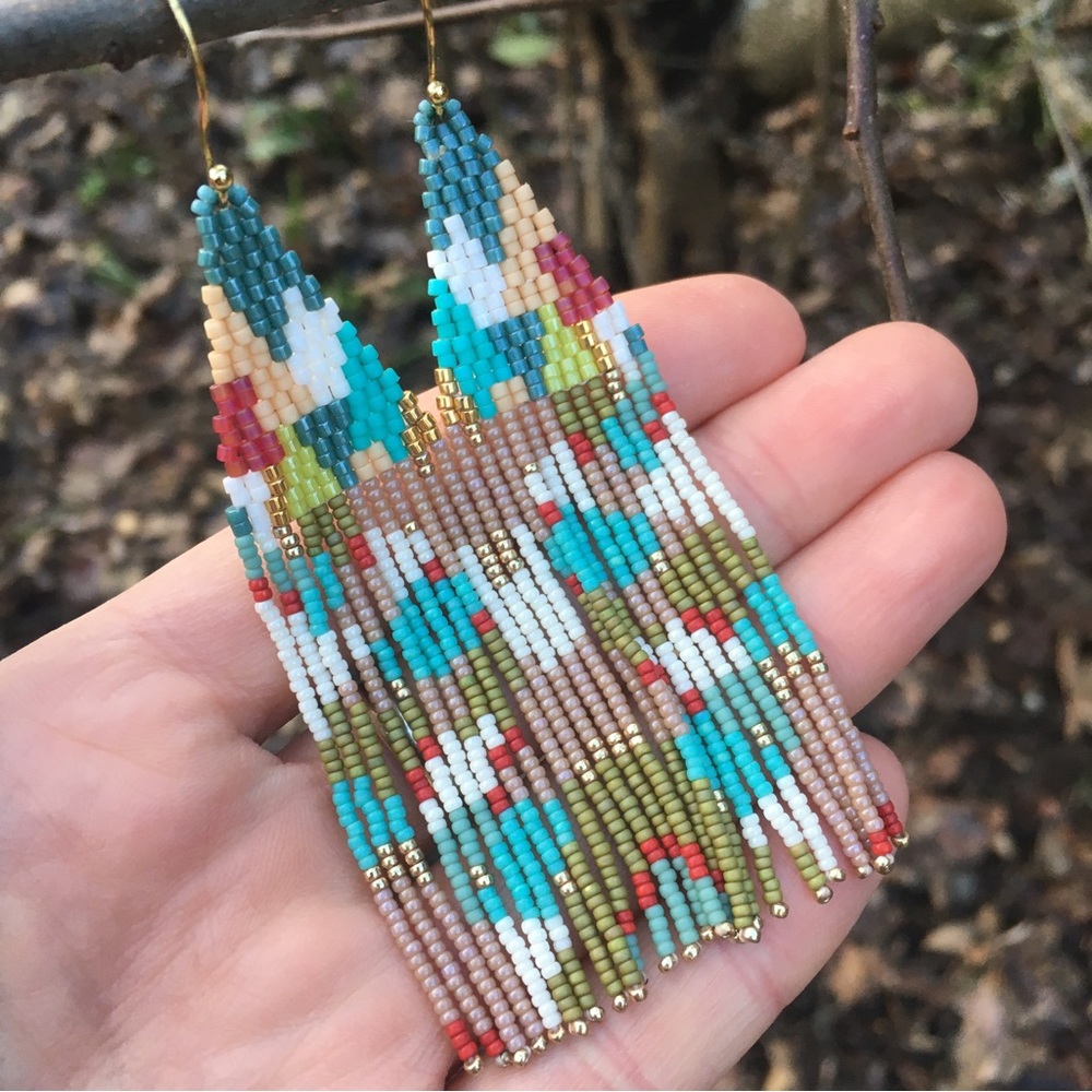 Johnny Was Beaded Fringe Earrings